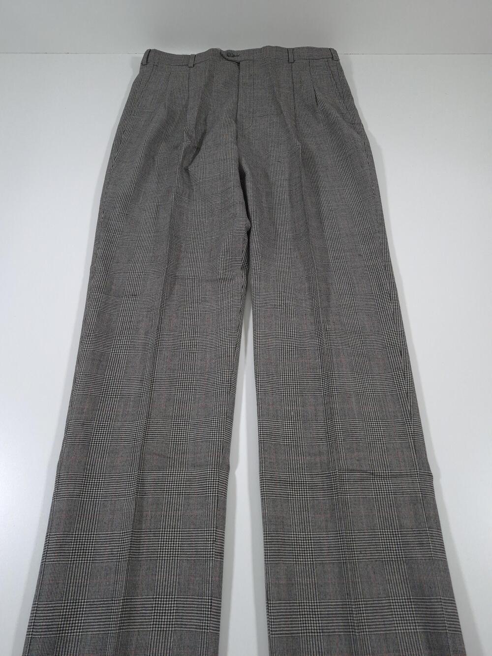 VTG John Alexander Dress Pants Mens 38x36 Gray Wool Plaid Pleated NWT